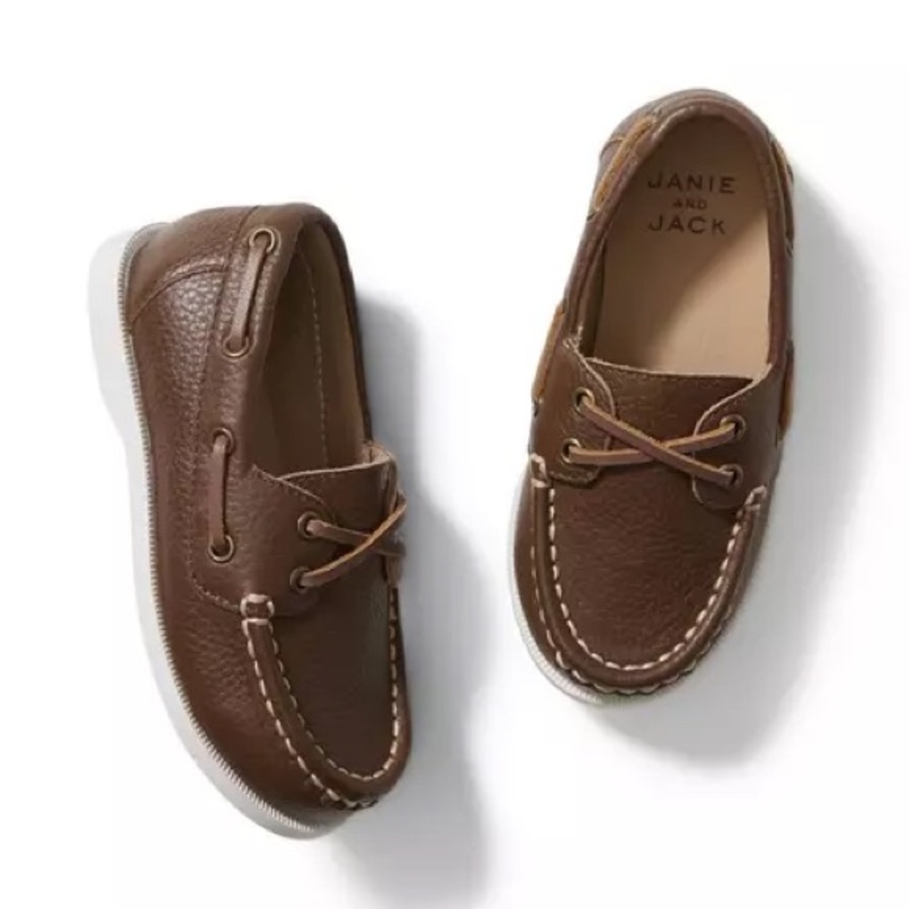 Janie and Jack Kids Leather Boat Shoe - Size 7 (Toddler)